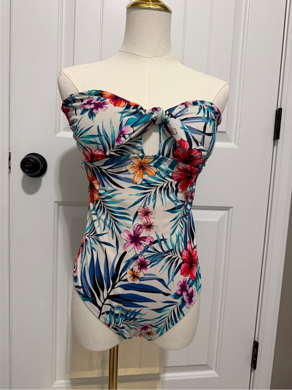 Tropical Floral Strapless bathing suit